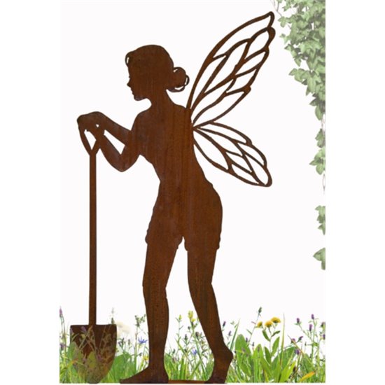 Deko Fee mit Spaten - Höhe 105 cm, Breite 53 cm
