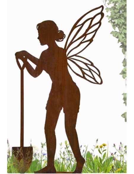 Deko Fee mit Spaten - Höhe 105 cm, Breite 53 cm