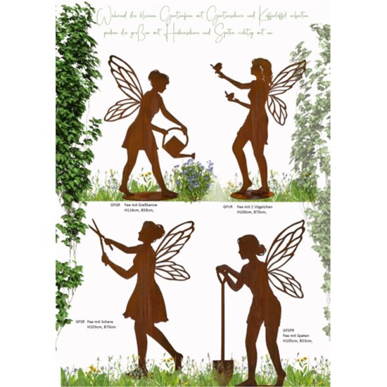 Deko Fee mit Spaten - Höhe 105 cm, Breite 53 cm