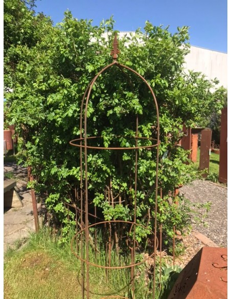 Runde Rankgerüste, Rosensäulen und Rank Obelisken Metall Rankgerüst XL - Volleisen - 190 cm - Ø 53 cm mit Lilienspitze Rankgerüs