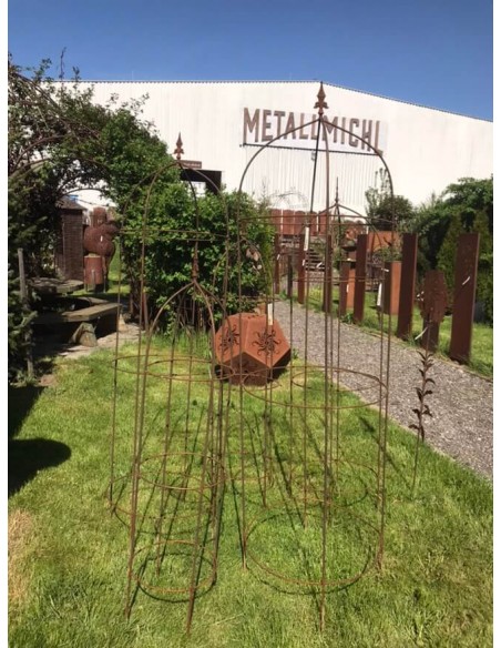 Runde Rankgerüste, Rosensäulen und Rank Obelisken Metall Rankgerüst XL - Volleisen - 190 cm - Ø 53 cm mit Lilienspitze Rankgerüs