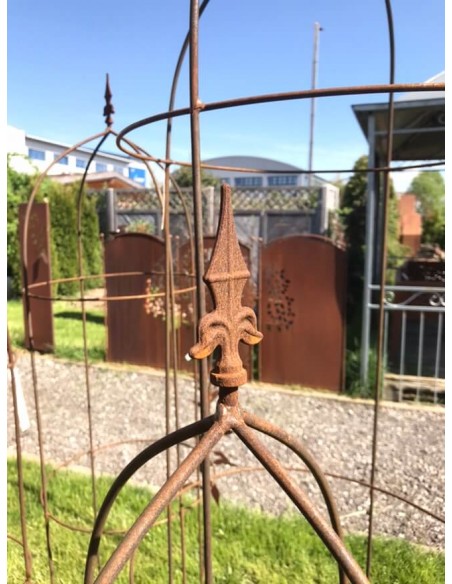Runde Rankgerüste, Rosensäulen und Rank Obelisken Metall Rankgerüst XL - Volleisen - 190 cm - Ø 53 cm mit Lilienspitze Rankgerüs