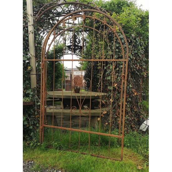 Rosenbogen Metall Rosenbogen mit Volltüre - einflügelig Breite 125 cm - Höhe 200 cm - edelrost 