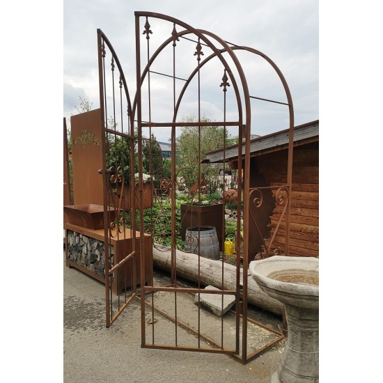 Rosenbogen Metall Rosenbogen mit Türe - zweiflügelig Breite 125 cm Höhe 200 cm, edelrost 
Höhe 200 cm
Breite 125 cm
Tiefe 44 