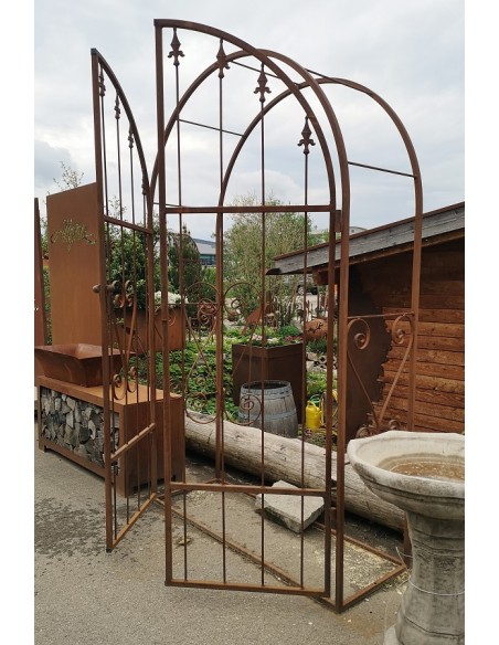 Rosenbogen Metall Rosenbogen mit Türe - zweiflügelig Breite 125 cm Höhe 200 cm, edelrost 
Höhe 200 cm
Breite 125 cm
Tiefe 44 