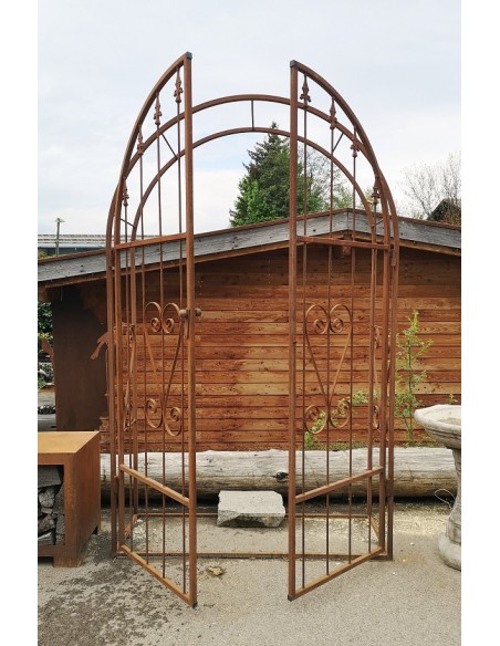 Rosenbogen Metall Rosenbogen mit Türe - zweiflügelig Breite 125 cm Höhe 200 cm, edelrost 
Höhe 200 cm
Breite 125 cm
Tiefe 44 