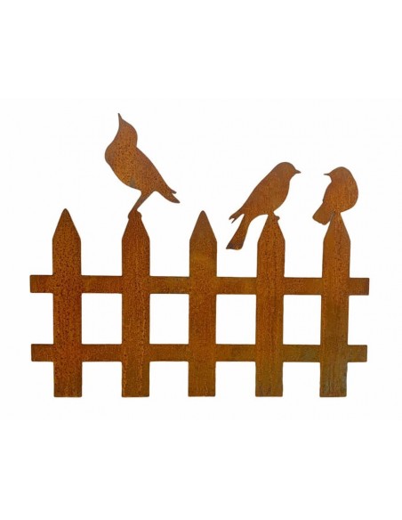 Start Vogelzaun mit Rohren als Steckverbindung - Breite 130 cm - mit 3 Vögelchen Dieser Edelrost Zaun mit 3 Vögelchen hat angesc