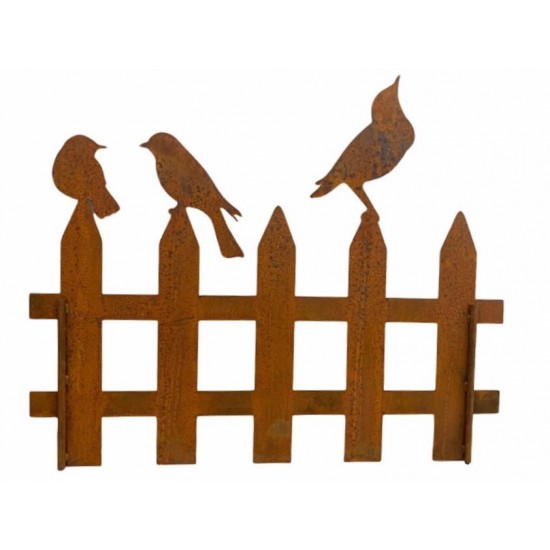 Start Vogelzaun mit Rohren als Steckverbindung - Breite 130 cm - mit 3 Vögelchen Dieser Edelrost Zaun mit 3 Vögelchen hat angesc