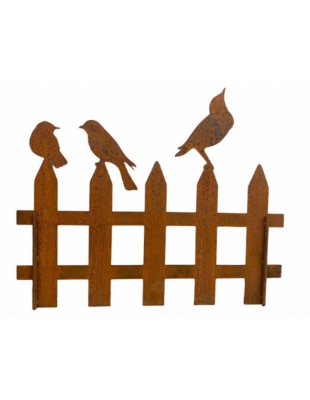 Start Vogelzaun mit Rohren als Steckverbindung - Breite 130 cm - mit 3 Vögelchen Dieser Edelrost Zaun mit 3 Vögelchen hat angesc