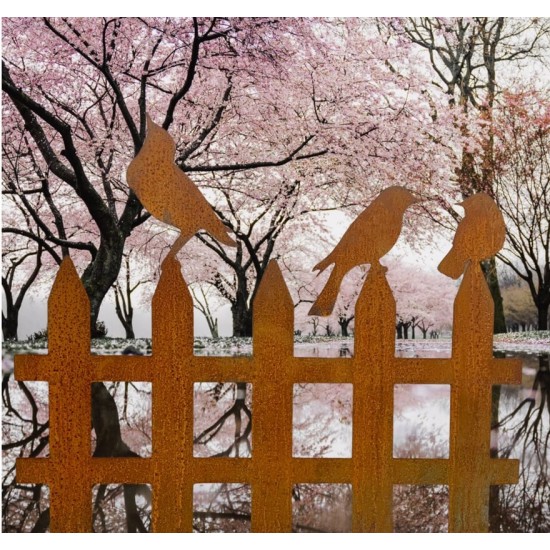 Start Vogelzaun mit Rohren als Steckverbindung - Breite 130 cm - mit 4 Vögelchen Schöner Deko Vogelzaun mit 4 Vögelchen zum Stec