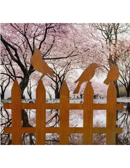 Start Vogelzaun mit Rohren als Steckverbindung - Breite 130 cm - mit 4 Vögelchen Schöner Deko Vogelzaun mit 4 Vögelchen zum Stec