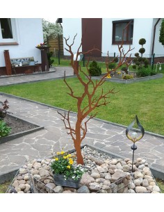 Dekobaum als Gartendeko Gartenverzierung aus Metall mit klaren Steinen Baum Deko 