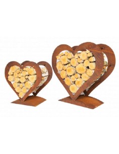 Herzige Dinge - Edelrost Dekoherzen Edelrost Holzregal Herz auf Platte - Kaminholzregal - klein - Höhe 52 cm Sehr schönes Kaminh 2