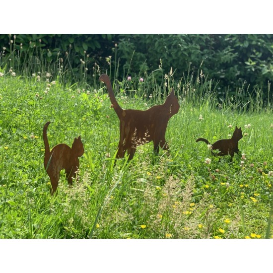 Deko Katzen und Mäuse Gartenfigur Katzenfamilie für den Garten als Gartenstecker - 3er Set Gartenstecker Katzenfamilie

Tolle 
