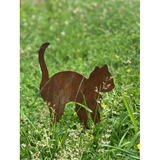 Beetstecker für Frühling und Sommer Edelrost Katzenkind mit Buckel - Gartenstecker 25 cm hoch 
Süßes Edelrost Katzenbaby als Ga