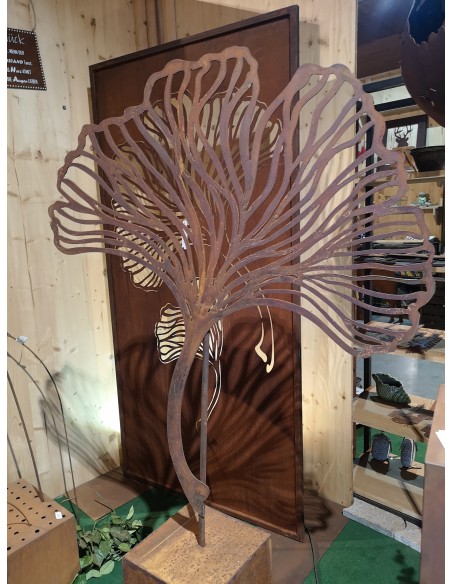 Ginkgo Lebensbaum Sehr großes Gartenornament Ginkgoblatt mit Rohr für 12 mm Stäbe 
Dieses wertvolle XXL Ginkgoblatt-Gartenornam