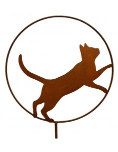 Deko Katzen und Mäuse Katze im Ring - gehende Katze - mit Hülse - Ø 50 cm Gehende Katze im Ring mit Rohr als Steckverbindung.