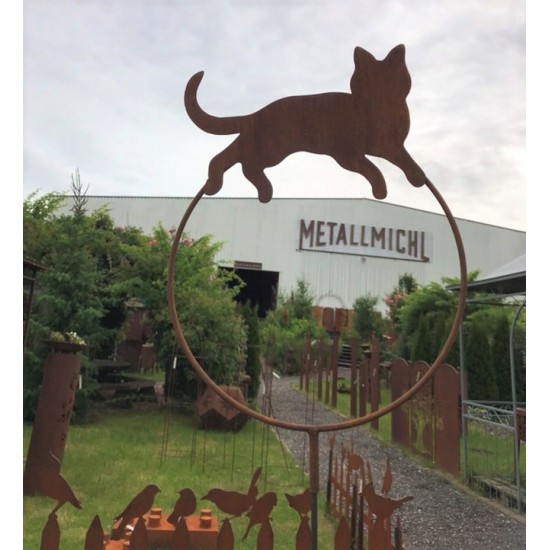 Deko Katzen und Mäuse Katze auf Ring liegend - mit Hülse - Ø 40 cm Katze auf Ring liegend mit Hülse für Eisenstange.

Durchmes