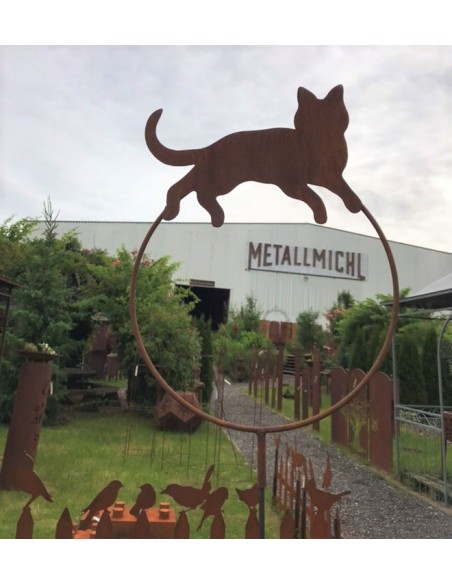 Deko Katzen und Mäuse Katze auf Ring liegend - mit Hülse - Ø 40 cm Katze auf Ring liegend mit Hülse für Eisenstange.

Durchmes