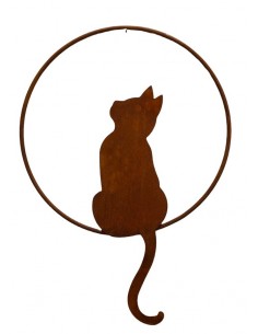 Deko Katzen und Mäuse Katze im Ring sitzend - nach oben schauend - zum Hängen - Ø 40 cm Katze im Ring nach oben schauend zum Hän