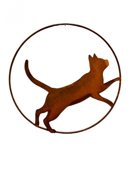 Deko Katzen und Mäuse Katze im Ring - gehend zum Hängen - Ø 50cm Gehende Katze im Ring zum Hängen.

Durchmesser 50 cm
