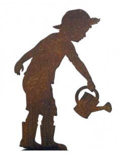 Gärtner Figur Gärtner Till mit Gießkanne mit Rohr als Steckverbindung - 98 cm hoch Gärtner Till mit einer Gießkanne und einem Ro