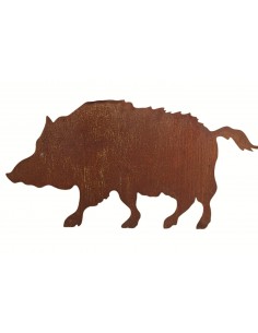 Tiere - Edelrost Tierfiguren Wildschwein mit Rohr als Steckverbindung - 100 cm breit Wildschwein mit einem Rohr als Steckverbind