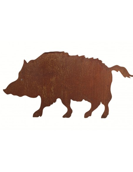 Tiere - Edelrost Tierfiguren Wildschwein mit Rohr als Steckverbindung - 100 cm breit Wildschwein mit einem Rohr als Steckverbind
