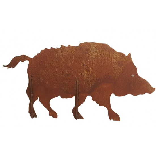 Tiere - Edelrost Tierfiguren Wildschwein mit Rohr als Steckverbindung - 100 cm breit Wildschwein mit einem Rohr als Steckverbind