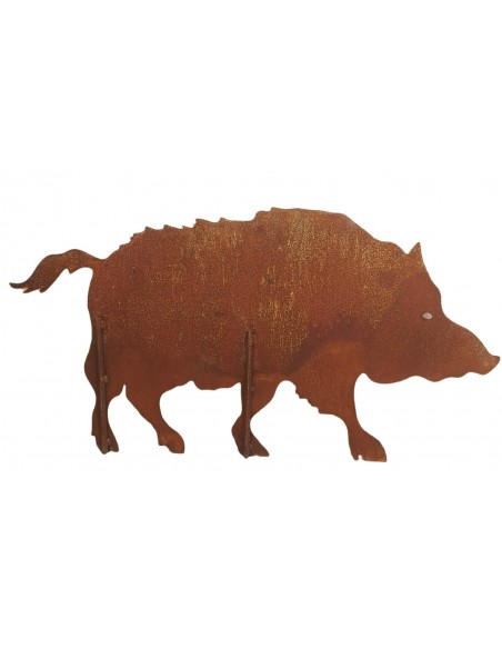 Tiere - Edelrost Tierfiguren Wildschwein mit Rohr als Steckverbindung - 100 cm breit Wildschwein mit einem Rohr als Steckverbind