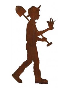 Menschen und Silhouetten Gärtner Markus mit Spaten - mit Rohr für Steckverbindung - 130 cm hoch Junger Gärtner "Markus" mit Rohr