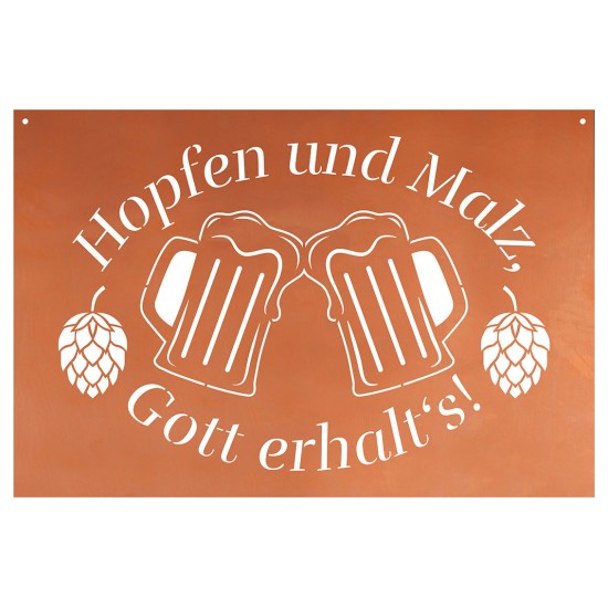 Hopfen und Malz, Gott erhalt's - Blechschild - Breite 60 cm
