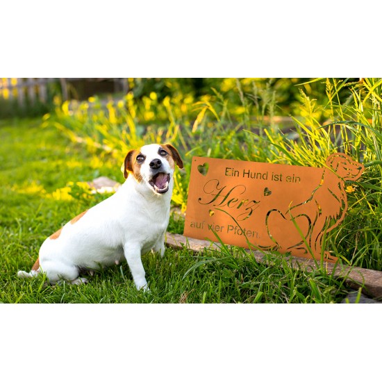 Ein Hund ist ein Herz auf vier Pfoten Rostschild Breite 65 cm