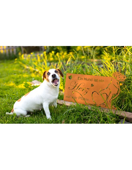 Ein Hund ist ein Herz auf vier Pfoten - Rostschild - Breite 65 cm
