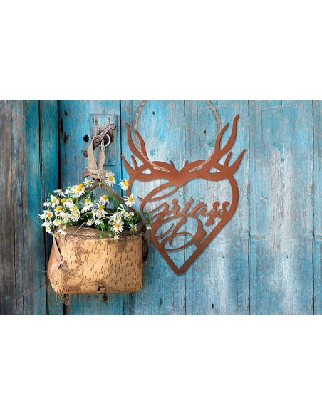 Edelrost Herz - Griass Di - als Türschmuck - Höhe 38 cm