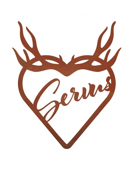 Edelrost Herz mit Geweih - Servus - Höhe 38 cm