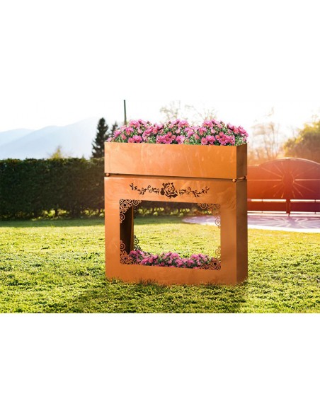 Pflanzsäule aus Metall im Barock-Design - inklusive Pflanztrog