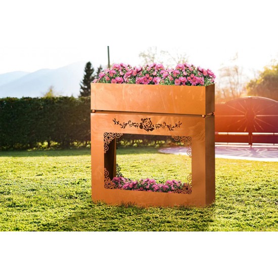 Barocke Pflanzsäule - inklusive Blumentrog - Breite 98 cm