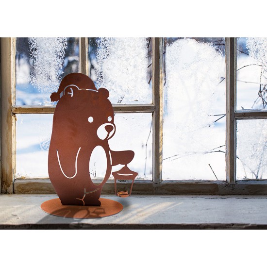 Deko Bär mit Laterne - als Teelichthalter - Höhe 46 cm