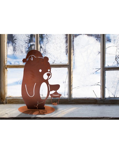 Deko Bär mit Laterne - als Teelichthalter - Höhe 46 cm