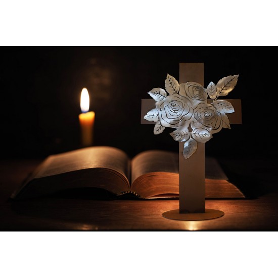 Deko Rosenkreuz - Metall - Höhe 50 cm