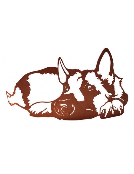 Deko Schäferhund Rex aus Edelrost - Breite 90 cm