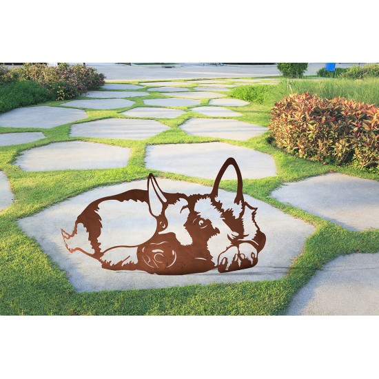 Deko Schäferhund Rex aus Edelrost - Breite 90 cm