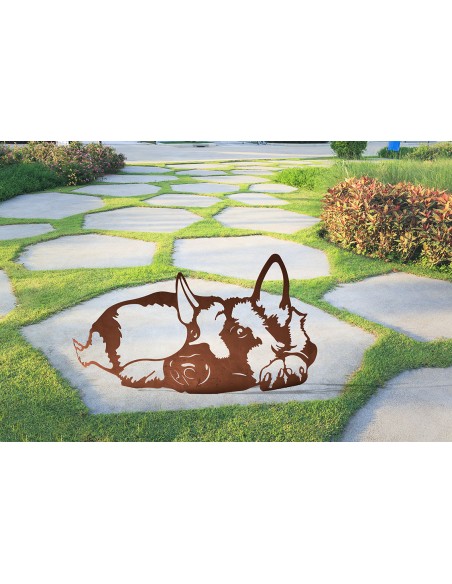 Deko Schäferhund Rex aus Edelrost - Breite 90 cm