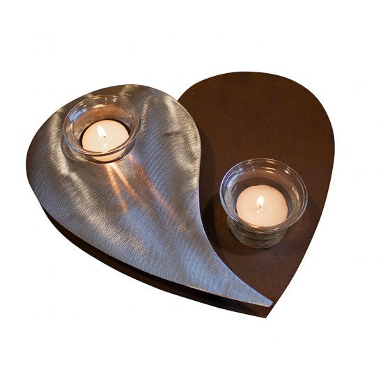 Teelicht-Herz - YinYang - inkl. Teelichtgläsern - Breite 27 cm