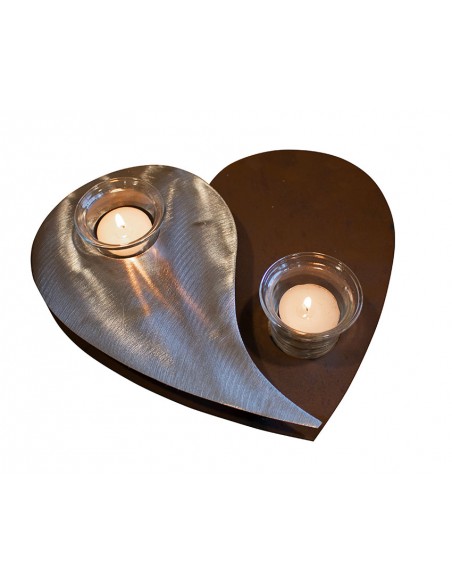 Teelicht-Herz - YinYang - inkl. Teelichtgläsern - Breite 27 cm