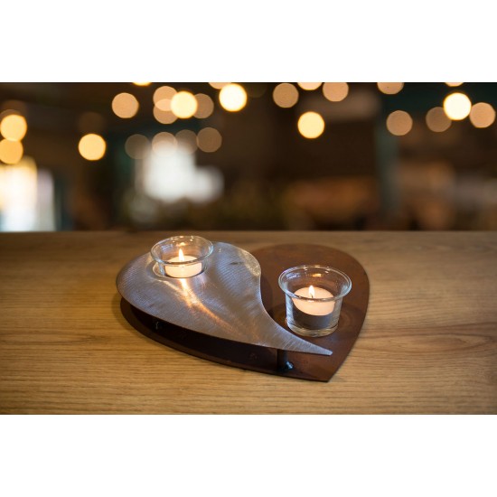 Teelicht-Herz - YinYang - inkl. Teelichtgläsern - Breite 27 cm