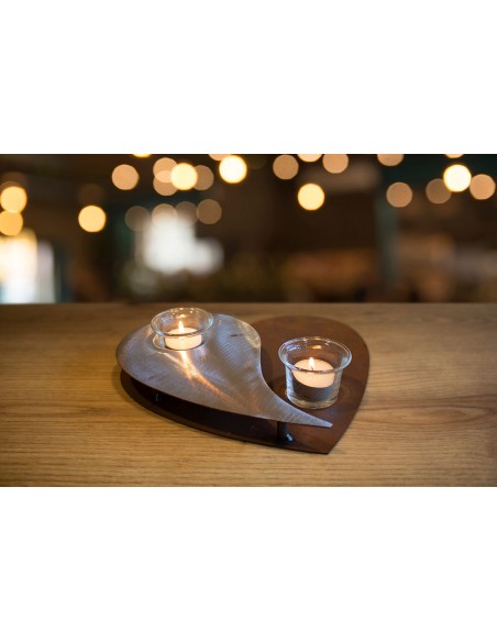 Teelicht-Herz - YinYang - inkl. Teelichtgläsern - Breite 27 cm