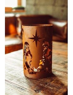 Metall Windlicht - Mit Krippenszenen-Motiv - Höhe 31 cm 2