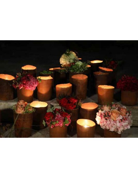 Pflanzgefäße + Schalen + Kronen Edelrost Topf mit Goldrand - Höhe 14 cm - Ø 12 cm - zum Stellen Schöner Topf aus Edelrost mit ei